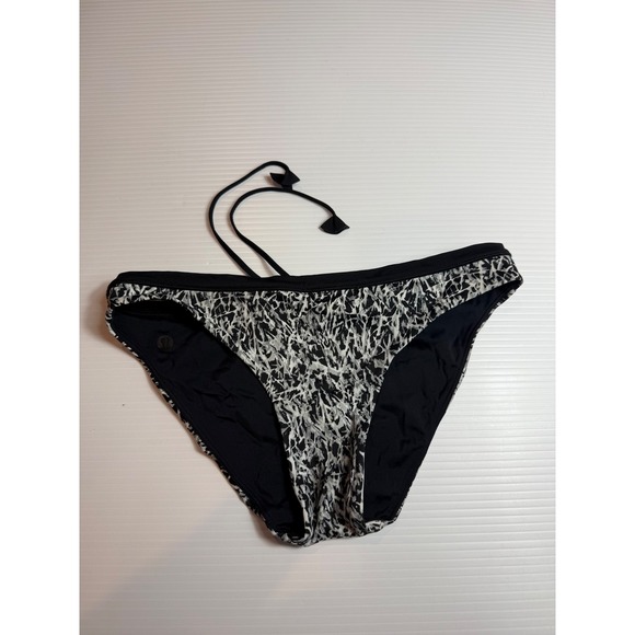 Lululemon Swimsuit Bottoms Black White Abstract Print Tie Side Bikini Bottom 4 - Picture 1 of 6